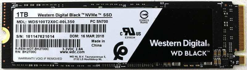 WD Black PCIe M2 1TB Photo view top