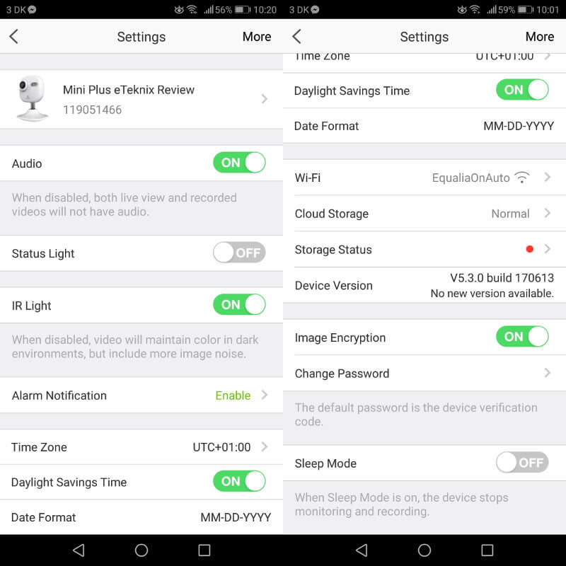 EZVIZ Mini Plus SS App 05 Settings 1