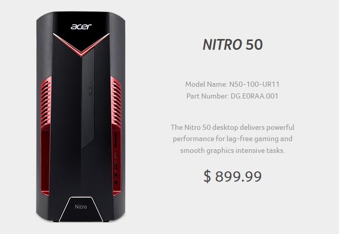 Acer Nitro with Ryzen 5 2500X