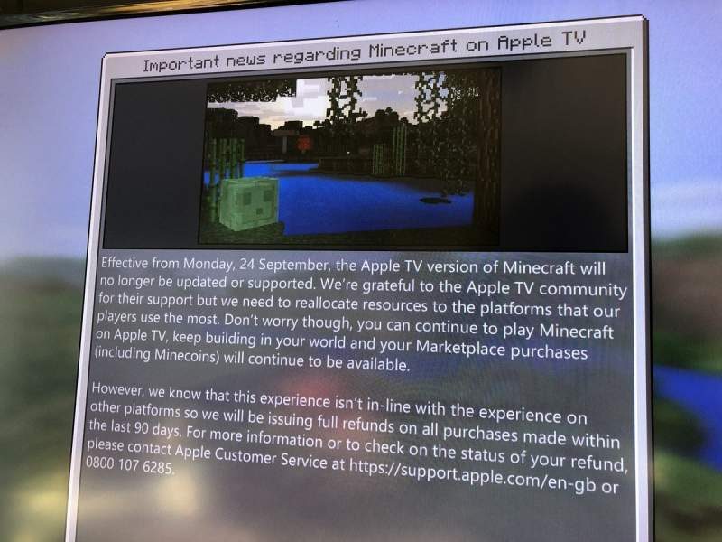 Microsoft Pulls Out Minecraft for Apple TV from the App Store