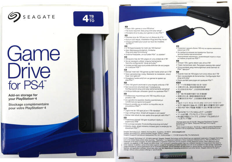 Seagate Game Drive for PS4 4TB Photo box 1 front and back
