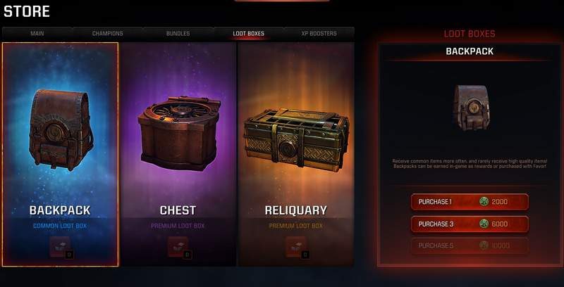 Quake Champions loot box pricing