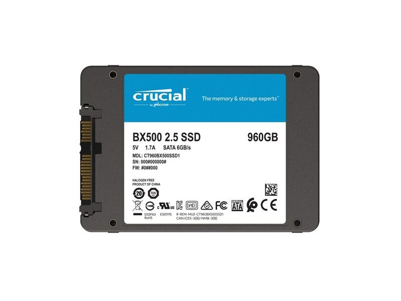 Crucial Adds 960GB Capacity Option to BX500 SSD Line