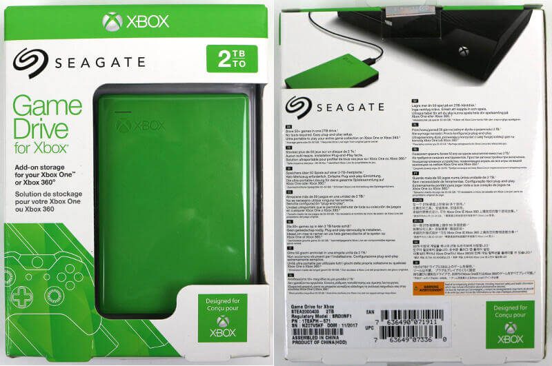 Seagate Game Drive for Xbox 2TB Photo box front and back