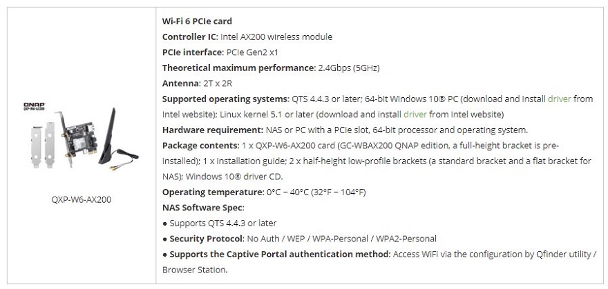QNAP High-speed Dual-Band Wi-Fi 6 PCIe Card