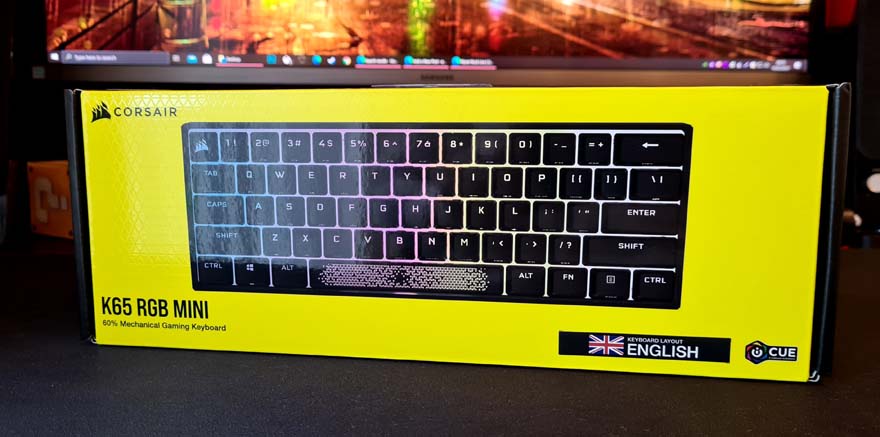 Corsair K65 RGB Mini 60% Mechanical Gaming Keyboard Review box