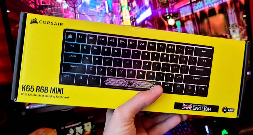 Corsair K65 RGB Mini 60% Mechanical Gaming Keyboard Review packaging