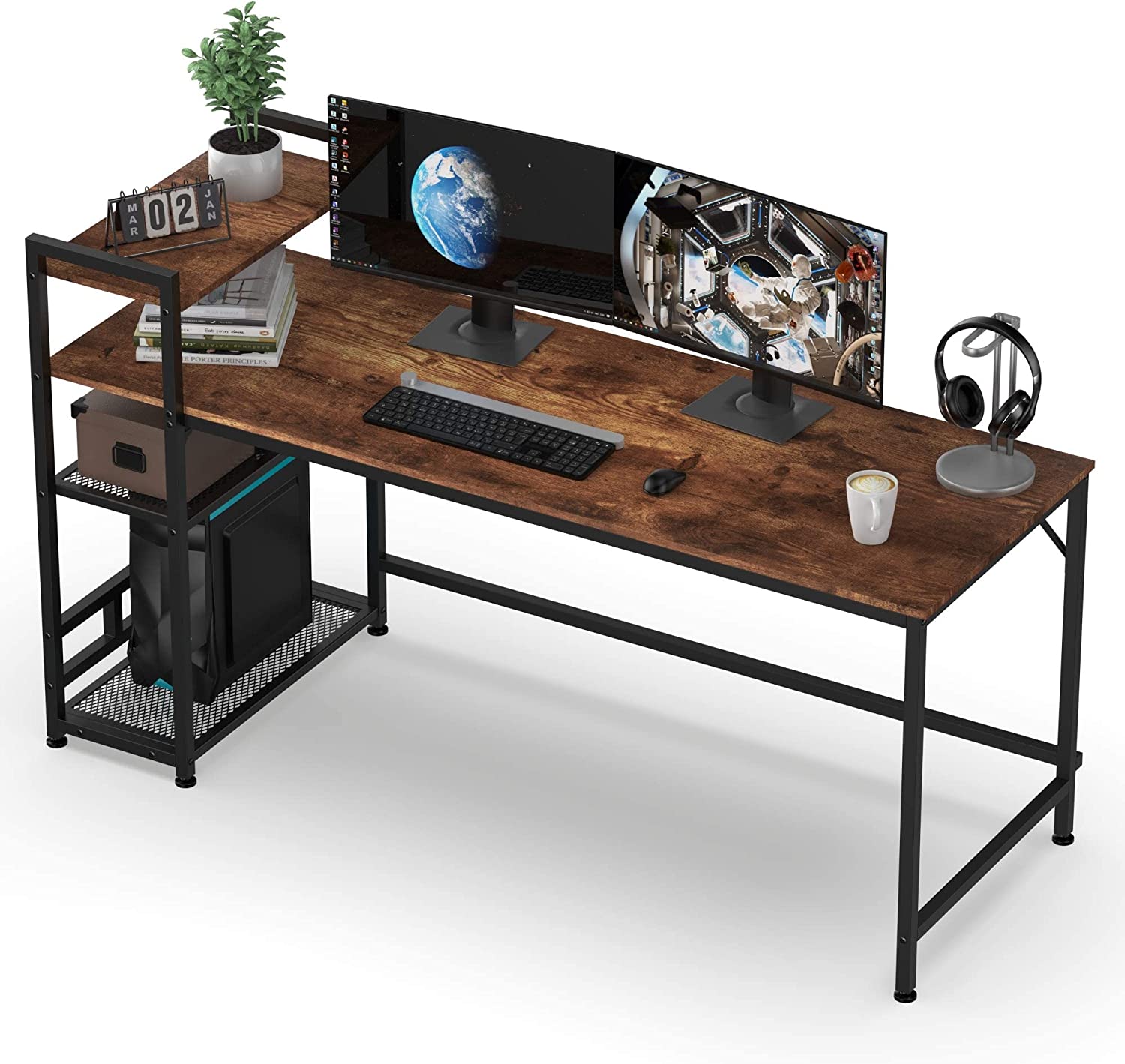 HOMIDEC Computer Desk, Computer Desk with Bookshelf - eTeknix
